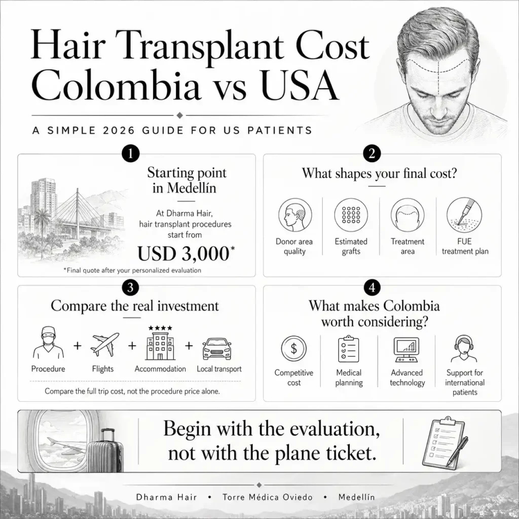 Hair transplant cost Colombia- Dr. David Delgado- Dharma Hair in Medellín